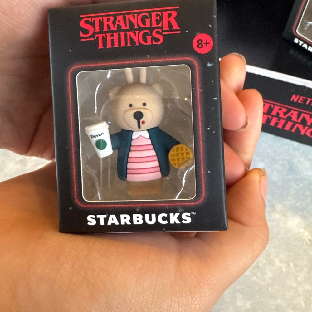 Starbucks Stranger Things Bear with Coffee and Waffle